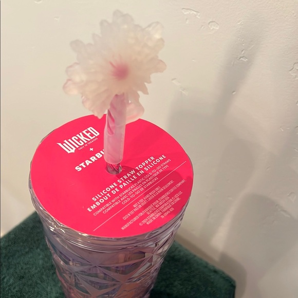 Starbucks Wicked Glinda Pink Iridescent Cup Tumbler with Straw Topper NWT - Picture 4 of 4